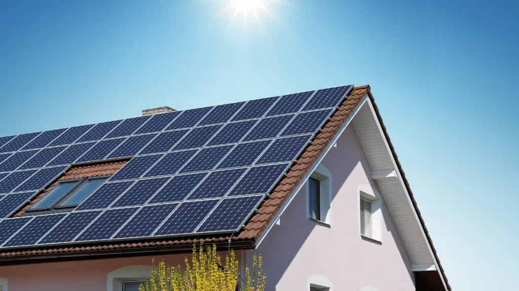 House with solar panels on the roof