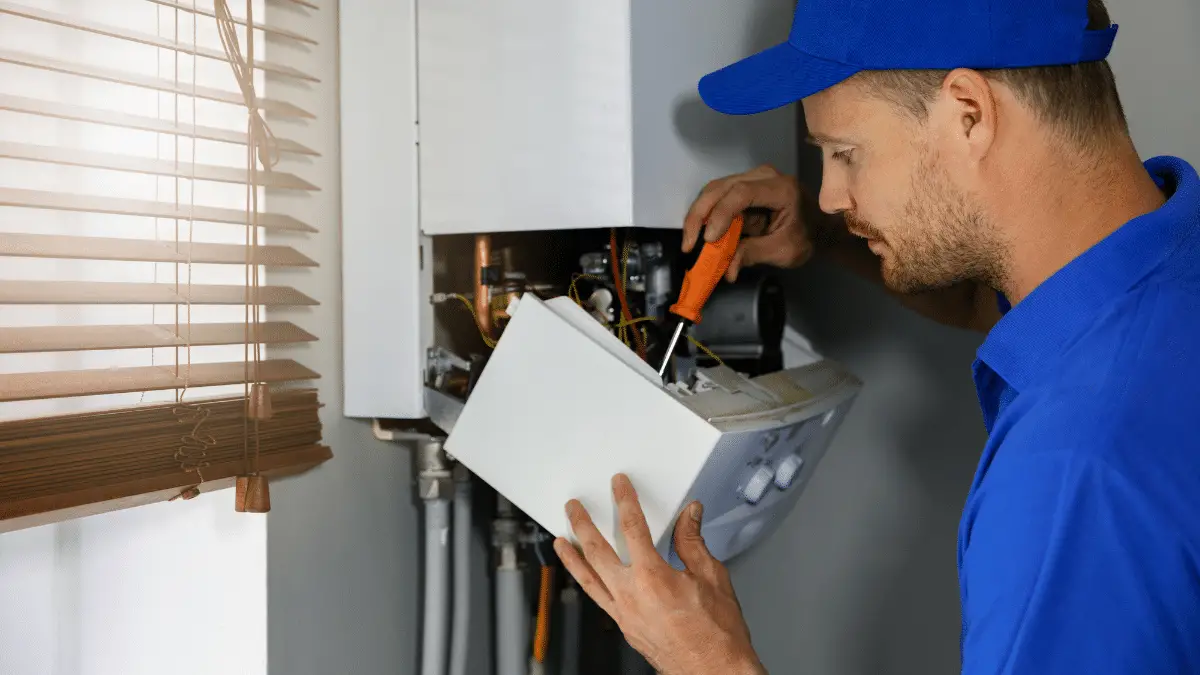 House gas heating boiler maintenance and repair service