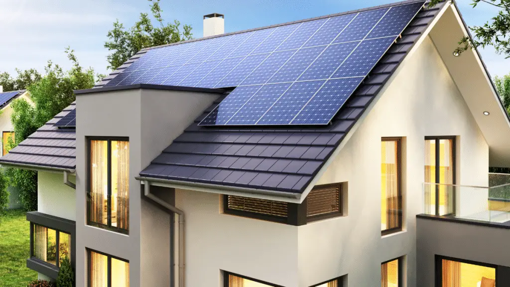Average home producing energy with solar electricity