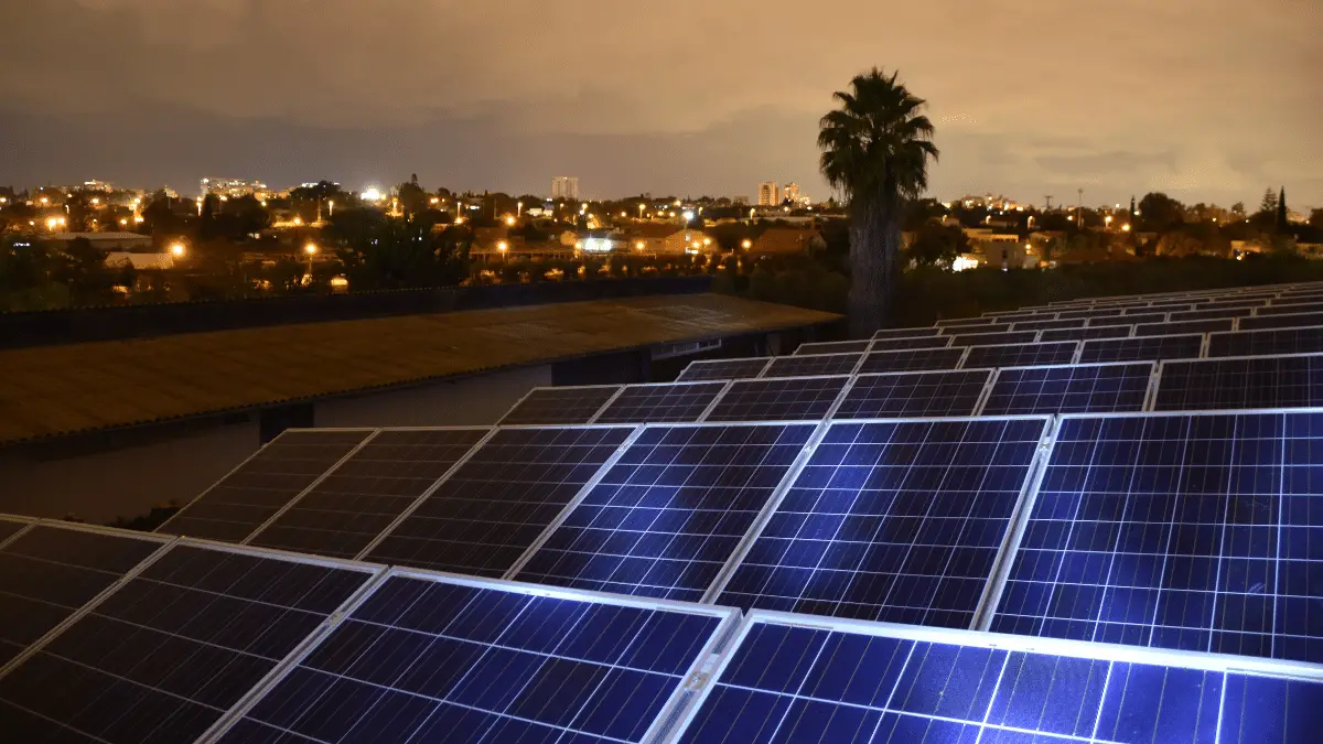 solar panels at night