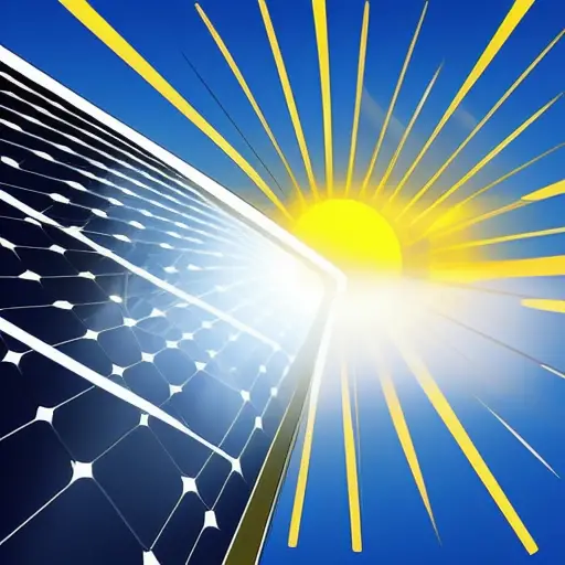 Sun light shining on solar modules to generate clean electricity