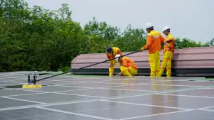 cleaning professionals clean dirty panels