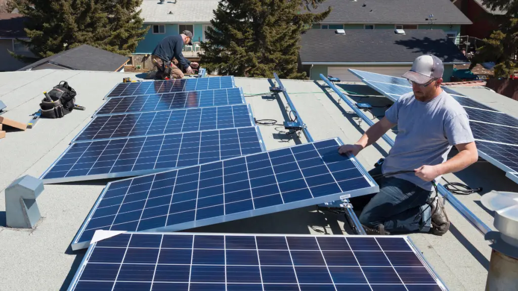 Two Men Installing Solar Power